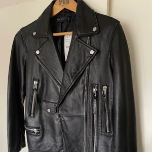 Zara distressed leather biker jacket